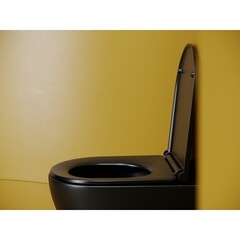 Унитаз подвесной Ceramicanova Vogue безободковый черный матовый с сиденьем дюропласт микролифт смыв торнадо (CN4008TMB) - фото 3