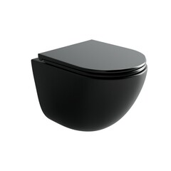 Унитаз подвесной Ceramicanova Vogue безободковый черный матовый с сиденьем дюропласт микролифт смыв торнадо (CN4008TMB)