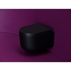 Унитаз подвесной Ceramicanova Ulma безободковый черный матовый с сиденьем дюропласт микролифт смыв торнадо (CN4006TMB) - фото 10