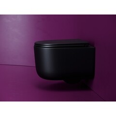 Унитаз подвесной Ceramicanova Ulma безободковый черный матовый с сиденьем дюропласт микролифт смыв торнадо (CN4006TMB) - фото 9