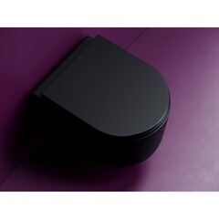 Унитаз подвесной Ceramicanova Ulma безободковый черный матовый с сиденьем дюропласт микролифт смыв торнадо (CN4006TMB) - фото 8