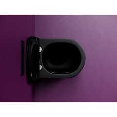Унитаз подвесной Ceramicanova Ulma безободковый черный матовый с сиденьем дюропласт микролифт смыв торнадо (CN4006TMB) - фото 5
