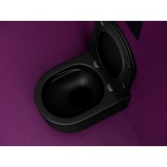 Унитаз подвесной Ceramicanova Ulma безободковый черный матовый с сиденьем дюропласт микролифт смыв торнадо (CN4006TMB) - фото 6