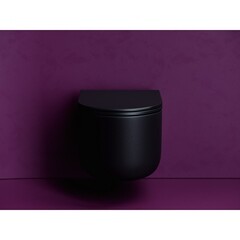 Унитаз подвесной Ceramicanova Ulma безободковый черный матовый с сиденьем дюропласт микролифт смыв торнадо (CN4006TMB) - фото 4