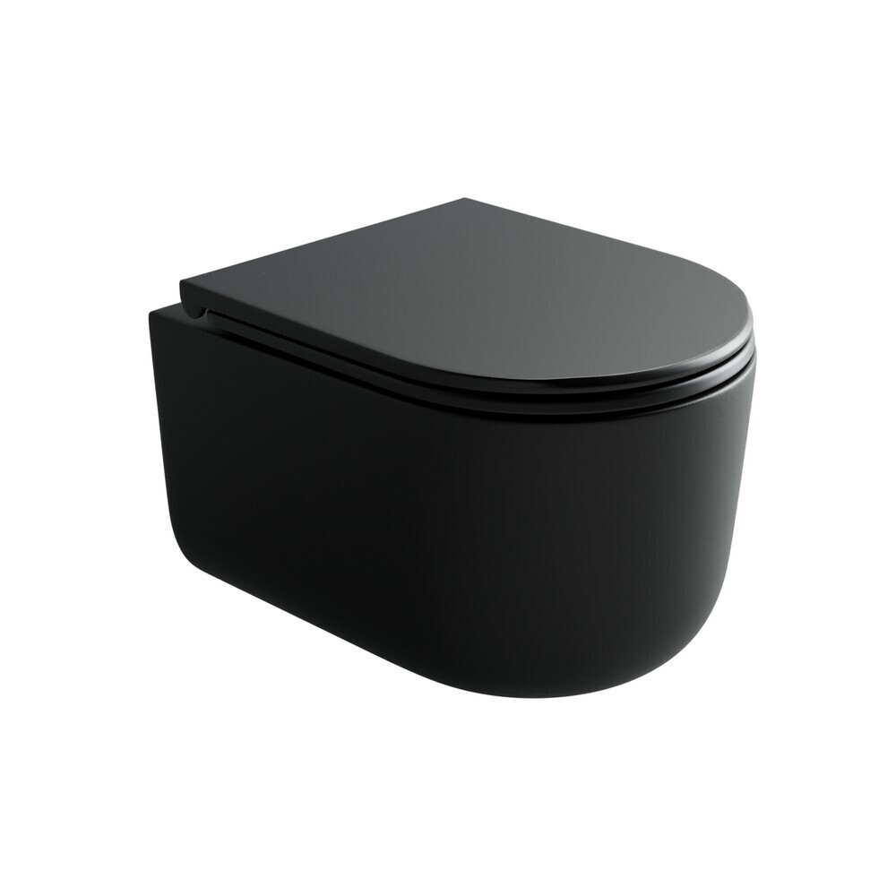 Изображение товара Унитаз подвесной Ceramicanova Ulma безободковый черный матовый с сиденьем дюропласт микролифт смыв торнадо (CN4006TMB)