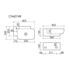 Раковина Ceramicanova Element 40 см правая подвесная белая (CN6074R) - фото 2