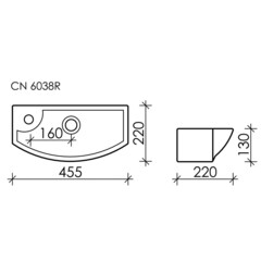 Раковина Ceramicanova Element 45 см правая подвесная белая (CN6038R) - фото 2