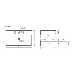 Раковина Ceramicanova Aura 80 см подвесная белая (CN2006) - фото 2