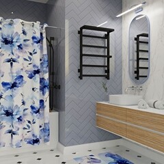 Полотенцесушитель электрический Indigo Forte с полкой 800х530 мм 150 Вт с терморегулятором черный - фото 4