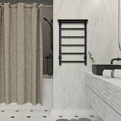 Полотенцесушитель электрический Indigo Forma с полкой 800х530 мм 120 Вт с терморегулятором черный - фото 4