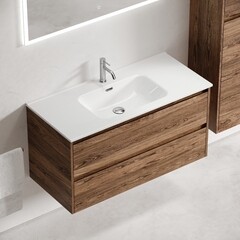 Тумба под раковину Sancos Libra 100 см подвесная дуб галифакс натуральный (LB100EG) - фото 5