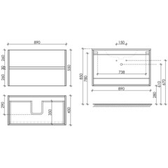 Тумба под раковину Sancos Urban 90 см подвесная дуб галифакс натуральный (UR90EG) - фото 2