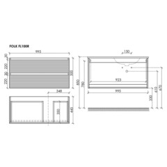 Тумба под раковину Sancos Folk 100 см подвесная правая bianco (FL100RW) - фото 3
