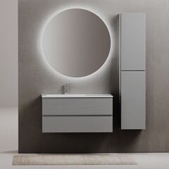 Тумба под раковину Sancos Folk 100 см подвесная левая ergraut soft (FL100LES) - фото 10