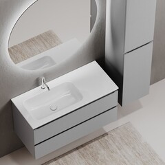 Тумба под раковину Sancos Folk 100 см подвесная левая ergraut soft (FL100LES) - фото 8