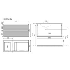 Тумба под раковину Sancos Folk 100 см подвесная левая ergraut soft (FL100LES) - фото 2