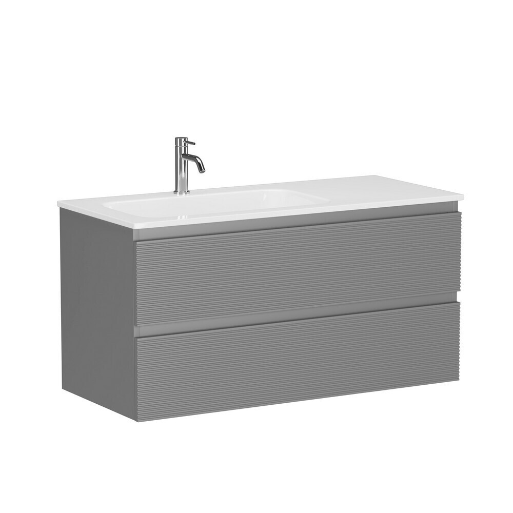 

Тумба под раковину Sancos Folk 100 см подвесная левая ergraut soft (FL100LES), Серый