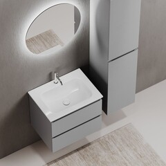 Тумба под раковину Sancos Folk 60 см подвесная ergraut soft (FL60ES) - фото 11