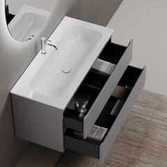 Тумба под раковину Sancos Folk 100 см подвесная ergraut soft (FL100ES) - фото 15