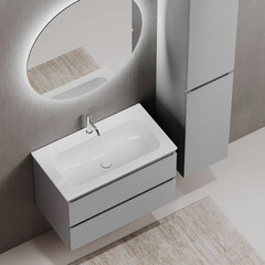 Тумба под раковину Sancos Folk 80 см подвесная ergraut soft (FL80ES) - фото 5