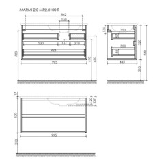 Тумба под раковину Sancos Marmi 2.0 100 см подвесная правая дуб чарльстон (MR2.0100RECH) - фото 2