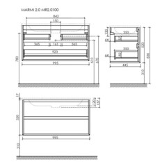 Тумба под раковину Sancos Marmi 2.0 100 см подвесная дуб чарльстон (MR2.0100ECH) - фото 2