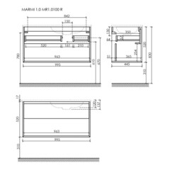 Тумба под раковину Sancos Marmi 1.0 100 см подвесная правая дуб галифакс натуральный (MR1.0100REG) - фото 2