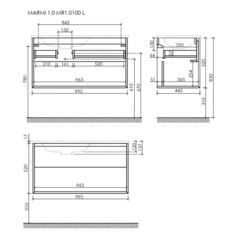 Тумба под раковину Sancos Marmi 1.0 100 см подвесная левая дуб галифакс натуральный (MR1.0100LEG) - фото 2