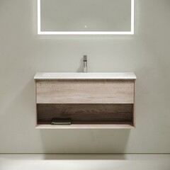 Тумба под раковину Sancos Marmi 1.0 100 см подвесная дуб галифакс натуральный (MR1.0100EG) - фото 4