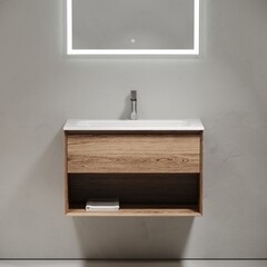 Тумба под раковину Sancos Marmi 1.0 80 см подвесная дуб чарльстон (MR1.080ECH) - фото 4