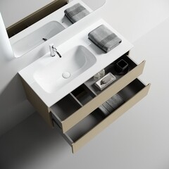 Тумба под раковину Sancos Folk 100 см подвесная левая капучино (FL100LCP) - фото 6