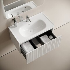 Тумба под раковину Sancos Code 80 см подвесная белая (CD80W) - фото 3