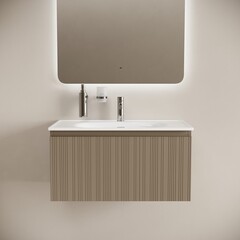 Тумба под раковину Sancos Code 80 см подвесная серо-бежевая (CD80GB) - фото 6