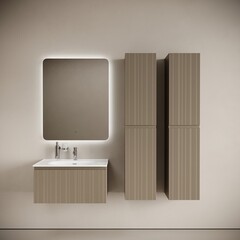 Тумба под раковину Sancos Code 80 см подвесная серо-бежевая (CD80GB) - фото 4