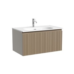 Тумба под раковину Sancos Code 80 см подвесная серо-бежевая (CD80GB) - фото 1