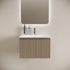 Тумба под раковину Sancos Code 60 см подвесная серо-бежевая (CD60GB) - фото 6