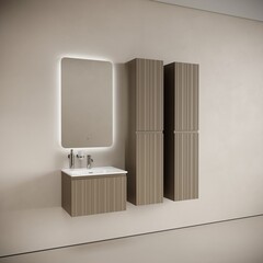 Тумба под раковину Sancos Code 60 см подвесная серо-бежевая (CD60GB) - фото 5