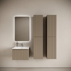 Тумба под раковину Sancos Code 60 см подвесная серо-бежевая (CD60GB) - фото 4