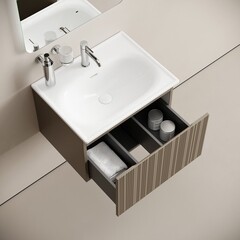 Тумба под раковину Sancos Code 60 см подвесная серо-бежевая (CD60GB) - фото 3