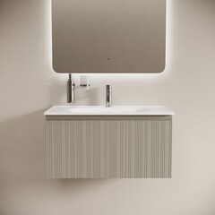 Тумба под раковину Sancos Code 80 см подвесная серая платина (CD80GP) - фото 6