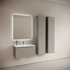 Тумба под раковину Sancos Code 80 см подвесная серая платина (CD80GP) - фото 5