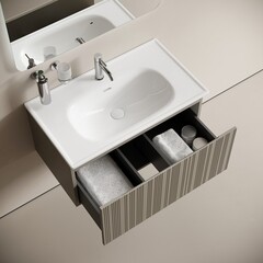 Тумба под раковину Sancos Code 80 см подвесная серая платина (CD80GP) - фото 3