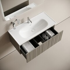 Тумба под раковину Sancos Code 100 см подвесная серая платина (CD100GP) - фото 3