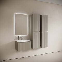 Тумба под раковину Sancos Code 60 см подвесная серая платина (CD60GP) - фото 5