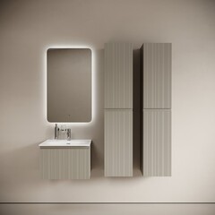 Тумба под раковину Sancos Code 60 см подвесная серая платина (CD60GP) - фото 4