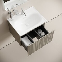 Тумба под раковину Sancos Code 60 см подвесная серая платина (CD60GP) - фото 3