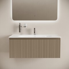 Тумба под раковину Sancos Code 100 см подвесная серо-бежевая (CD100GB) - фото 6