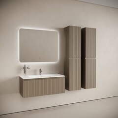 Тумба под раковину Sancos Code 100 см подвесная серо-бежевая (CD100GB) - фото 3