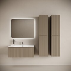 Тумба под раковину Sancos Code 100 см подвесная серо-бежевая (CD100GB) - фото 4