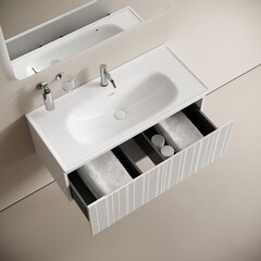 Тумба под раковину Sancos Code 100 см подвесная белая (CD100W) - фото 5